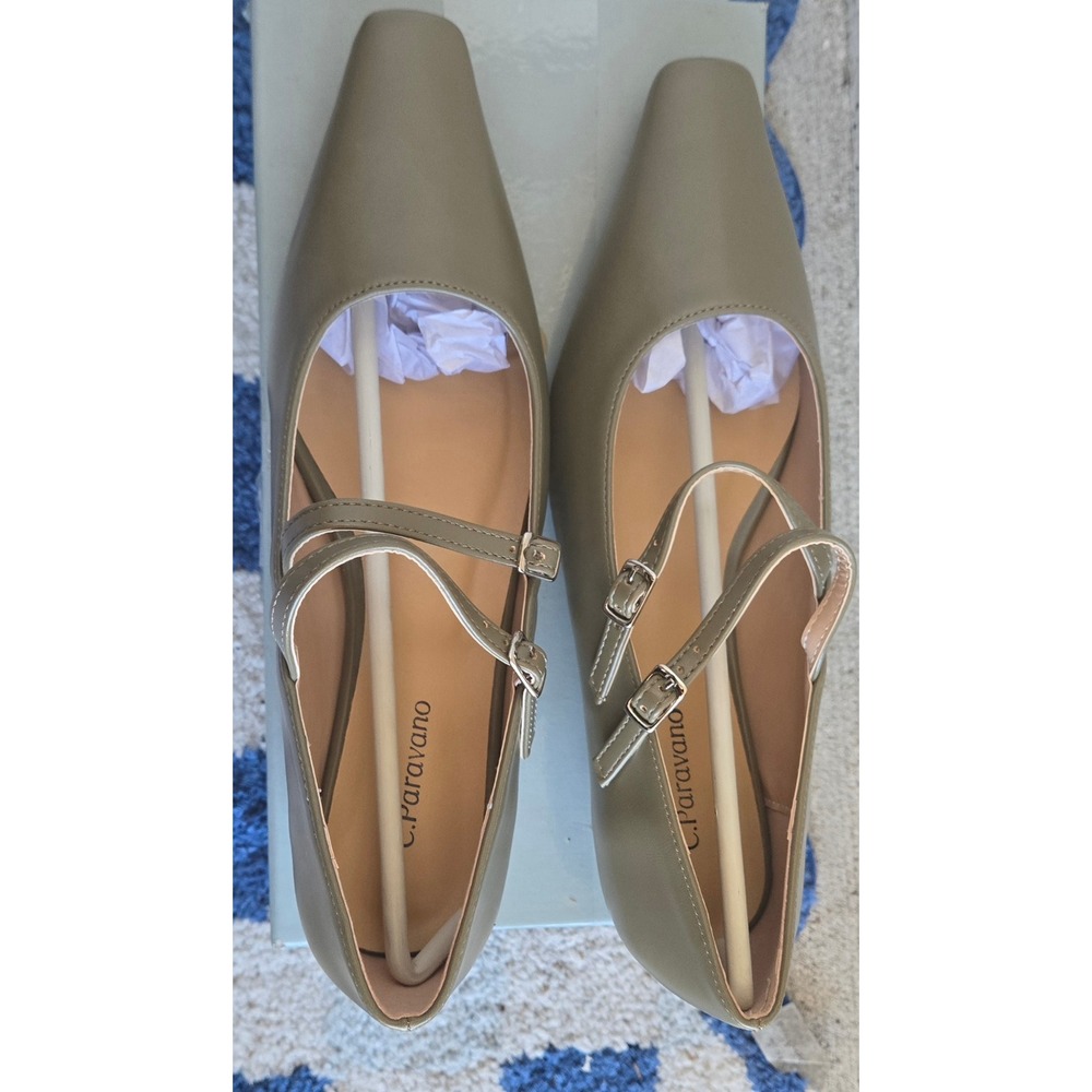 C.Paravano Alyssa A Double Strap Block Heel Mary Jane Light Green EU 38.5 - Picture 3 of 10